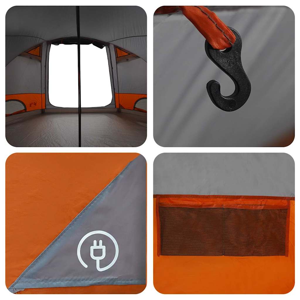 Dome Telt 4-Personer Med Tak Grå Og Oransje 505 X 450 X 248 Cm