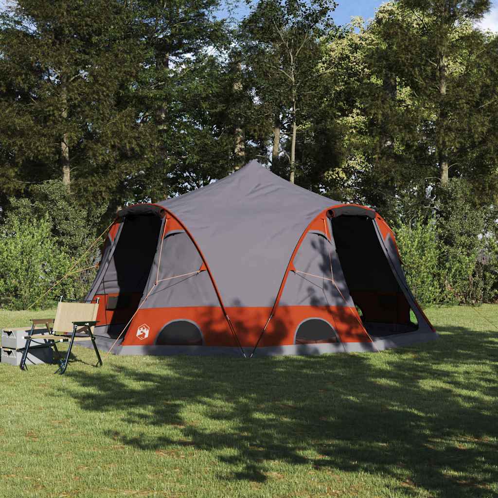 Dome Telt 4-Personer Med Tak Grå Og Oransje 505 X 450 X 248 Cm