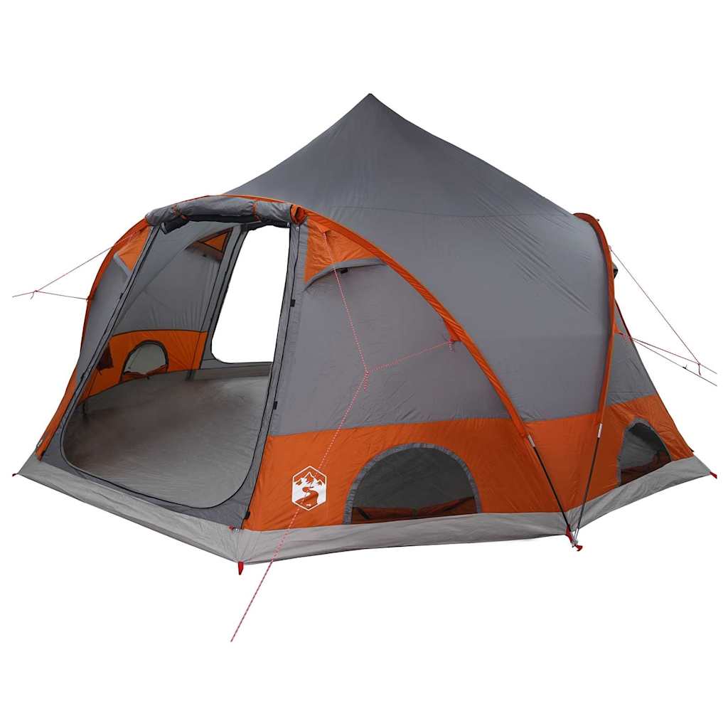 Dome Telt 4-Personer Med Tak Grå Og Oransje 505 X 450 X 248 Cm