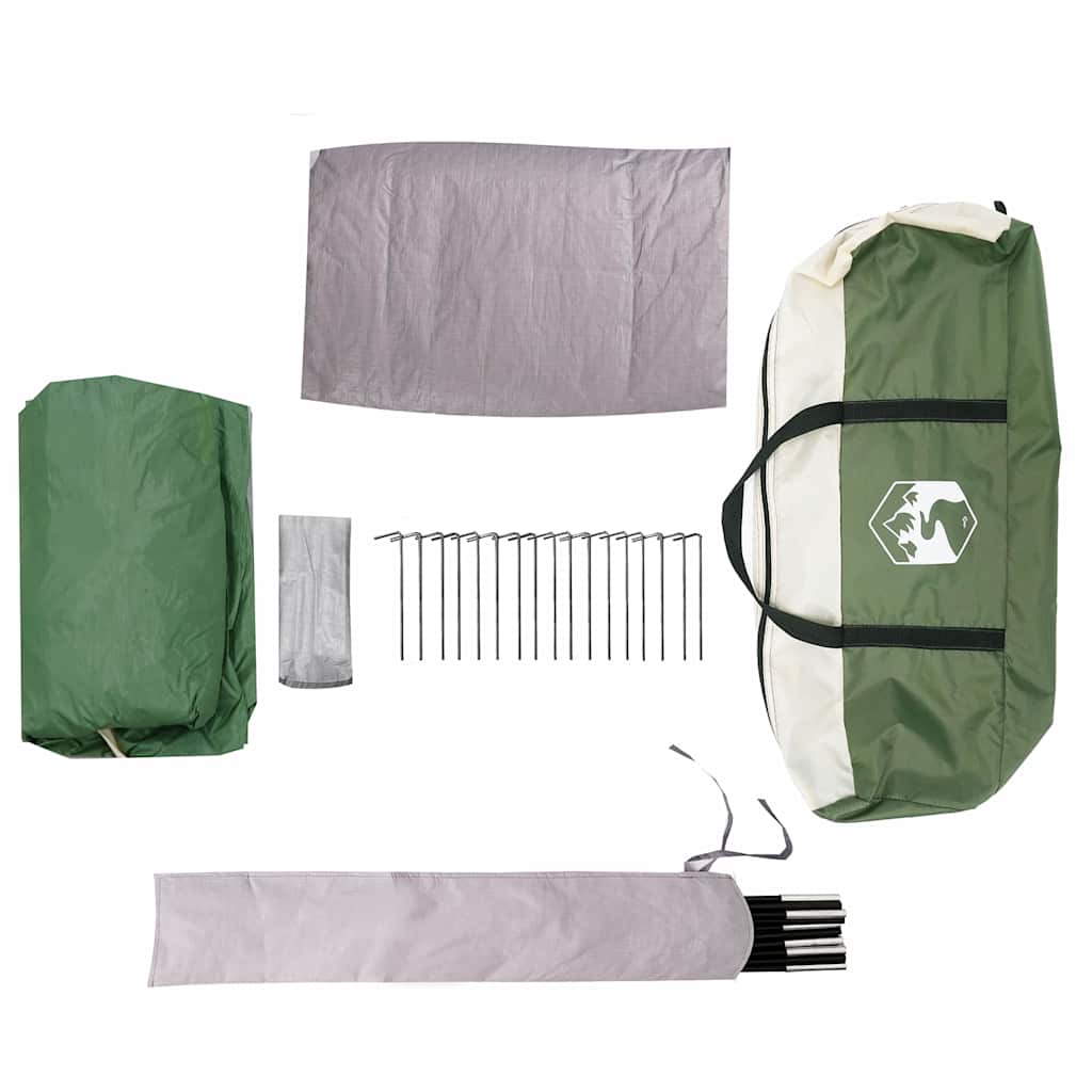 Hytte Telt For 5 Personer Grønn Og Hvit 333 X 317 X 194 Cm