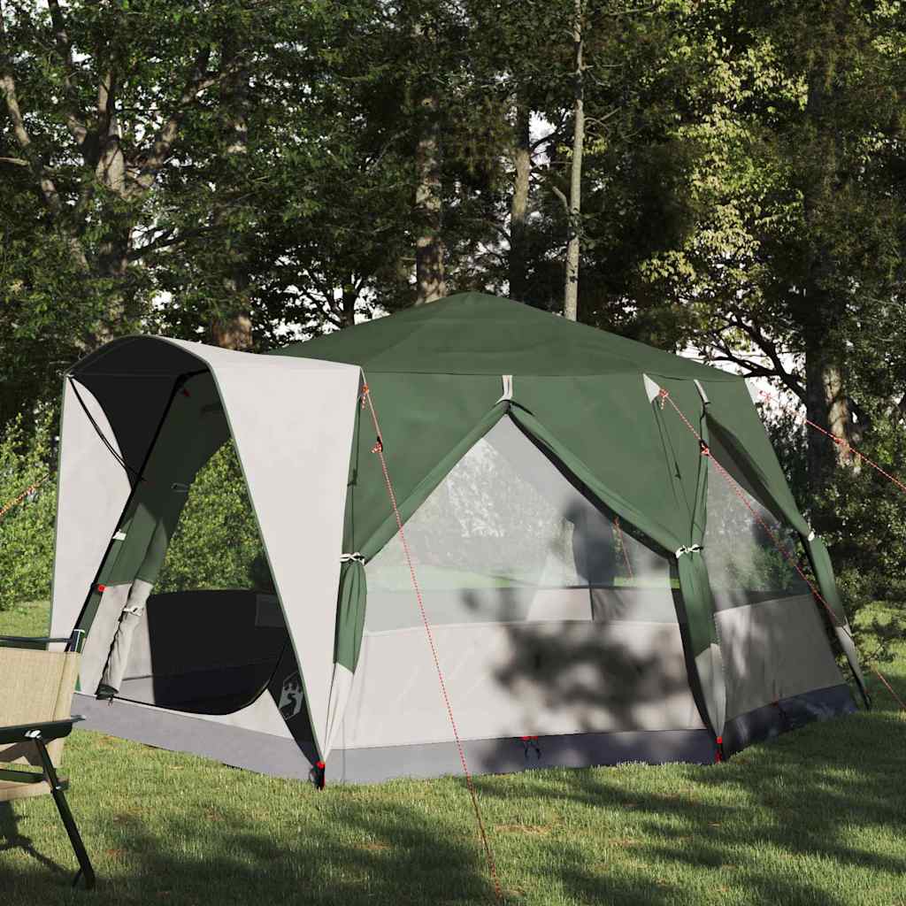 Hytte Telt For 5 Personer Grønn Og Hvit 333 X 317 X 194 Cm