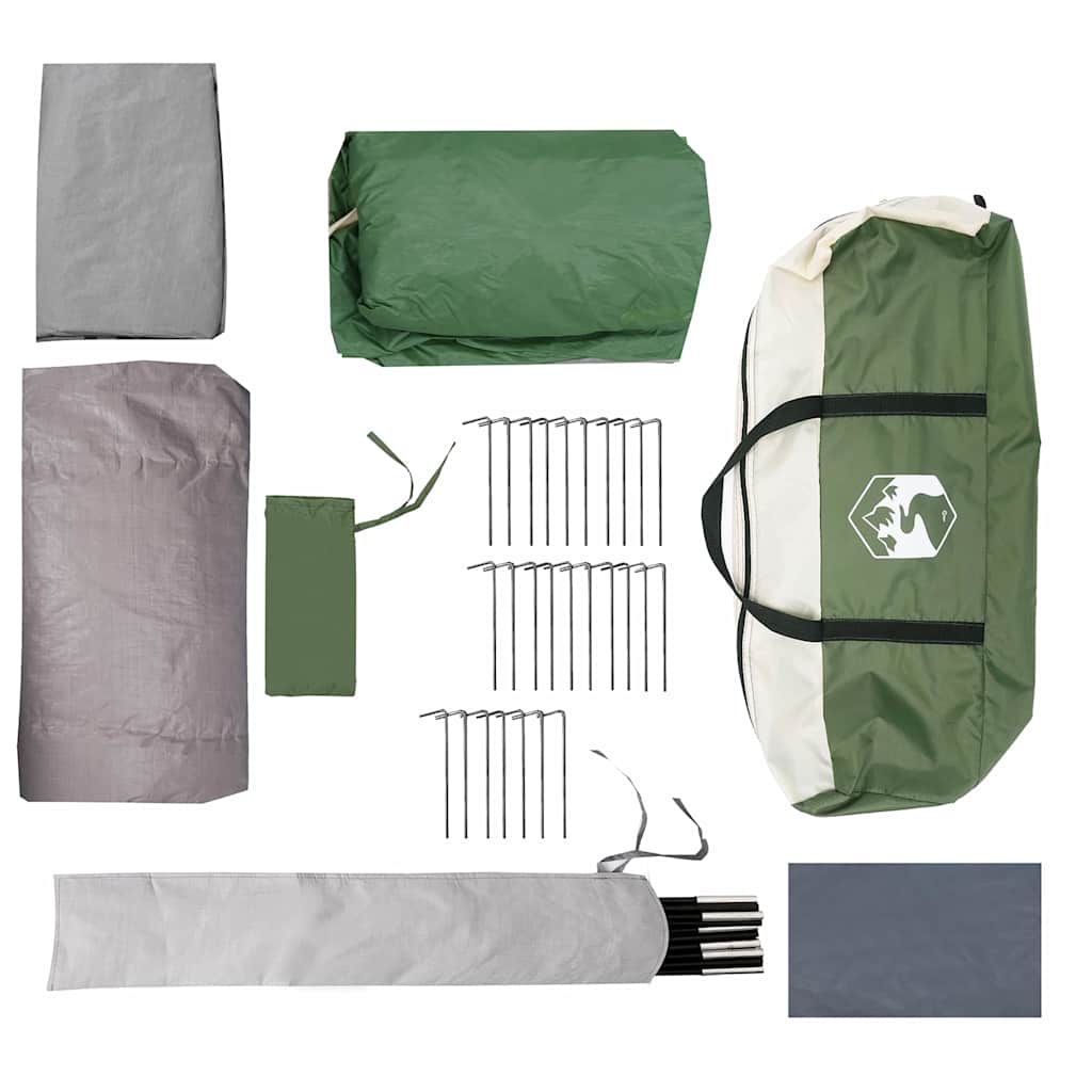 Tunnel Telt 4-Person Med Tak Grønn Og Hvit 740 X 370 X 220 Cm