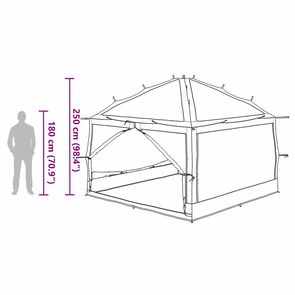 Innertelt 7-Person Med Tak Grønn Og Grå 300 X 300 X 250 Cm