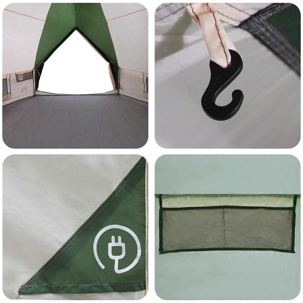 Teepee Tent 10-Person Med Tak Grønn Og Hvit 567 X 470 X 242 Cm