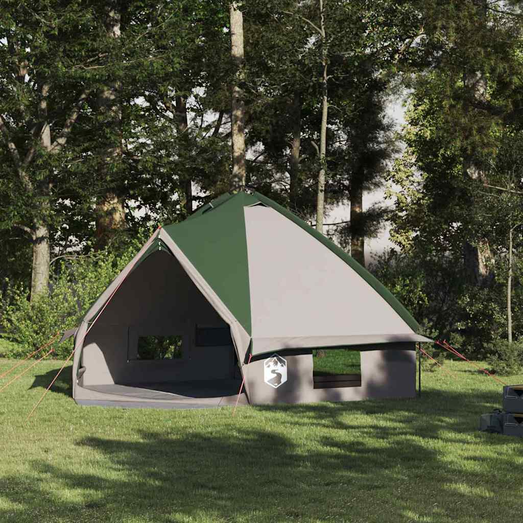Teepee Telt 8-Personer Med Tak Grønn Og Hvit 490 X 410 X 210 Cm