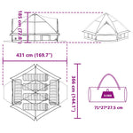 Teepee Tent 6-Person Med Tak Grønn Og Hvit 431 X 366 X 185 Cm