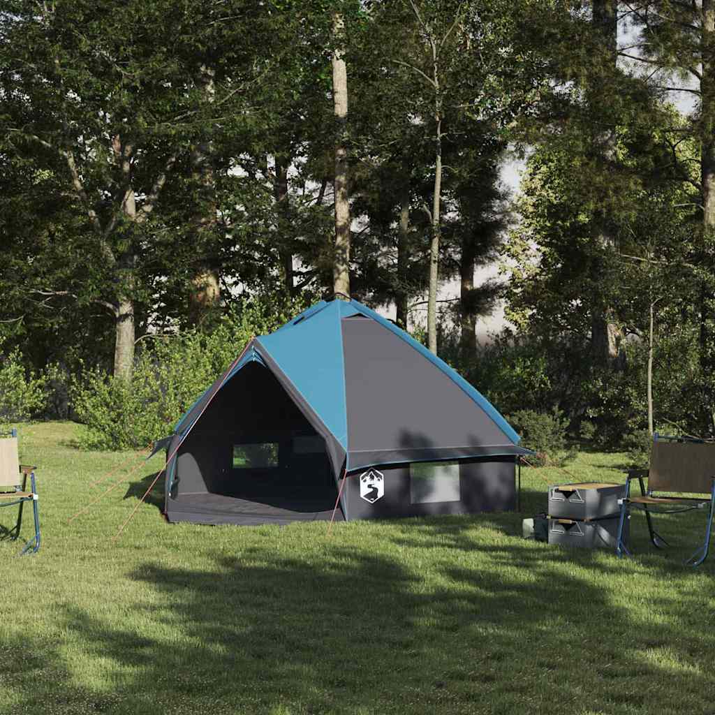 Teepee Tent 4-Person Med Tak Blå Og Grå 388 X 320 X 169 Cm