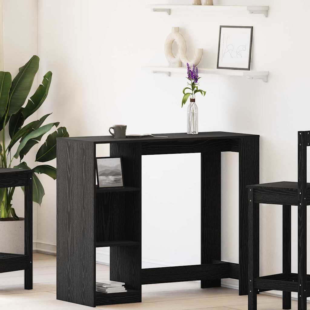 Barbord Med Hylle Svart Eik 124 X 46 X 103.5 Cm Konstruert Tre