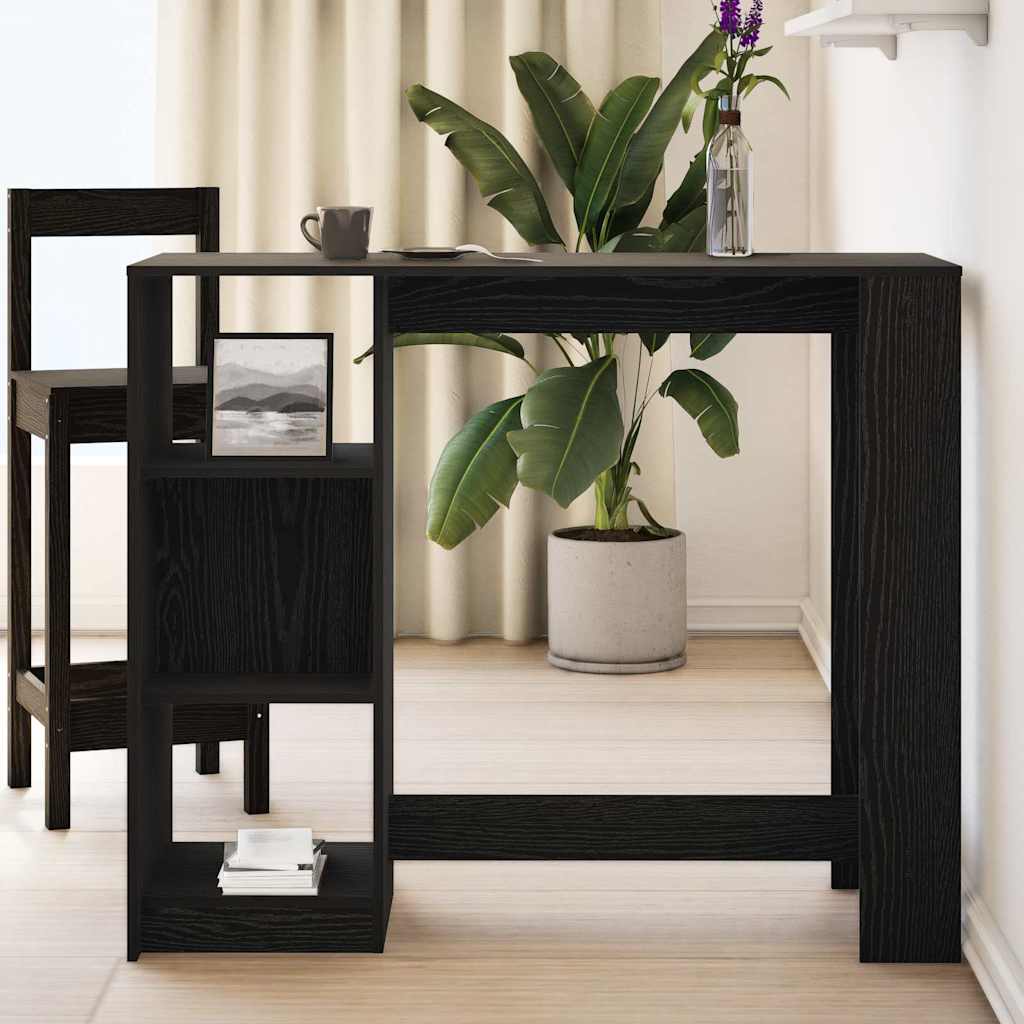 Barbord Med Hylle Svart Eik 124 X 46 X 103.5 Cm Konstruert Tre