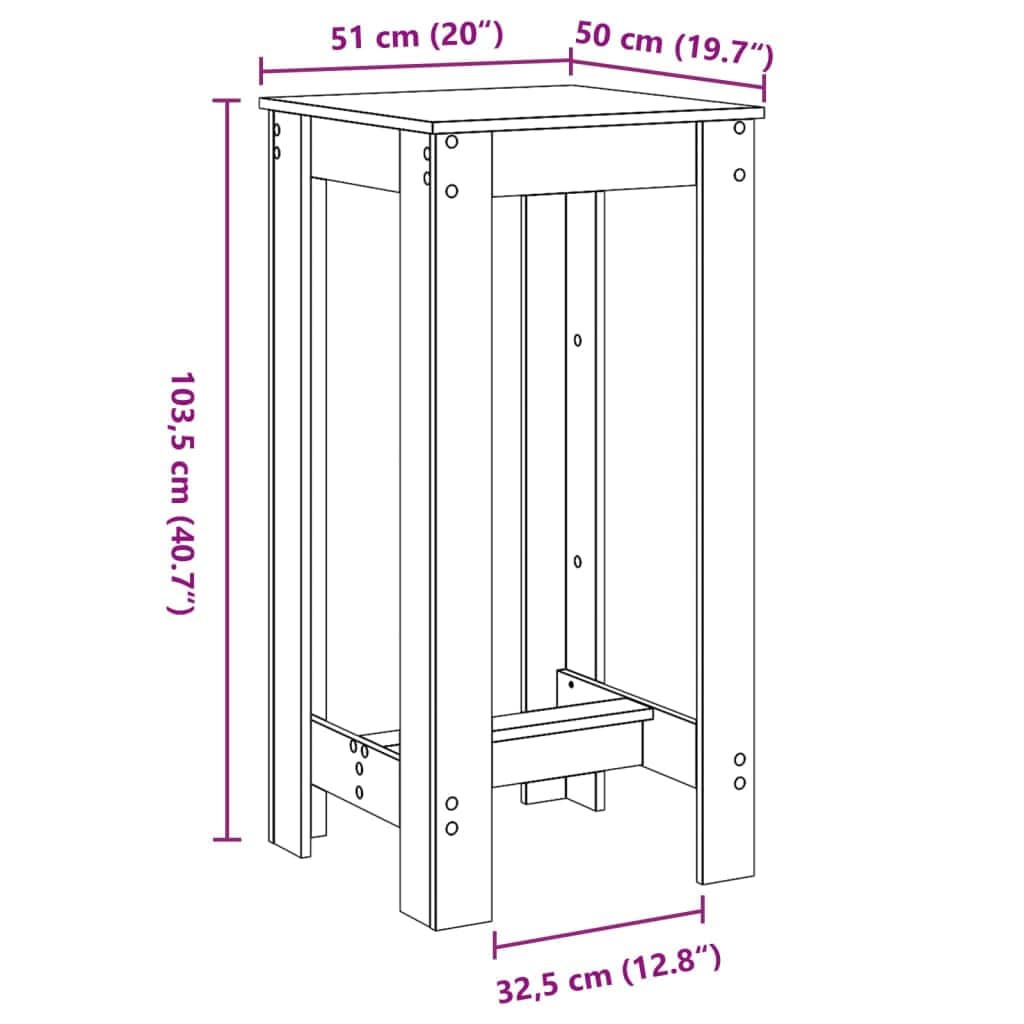 Barbord Svart Eik 51 X 50 X 103.5 Cm Konstruert Tre