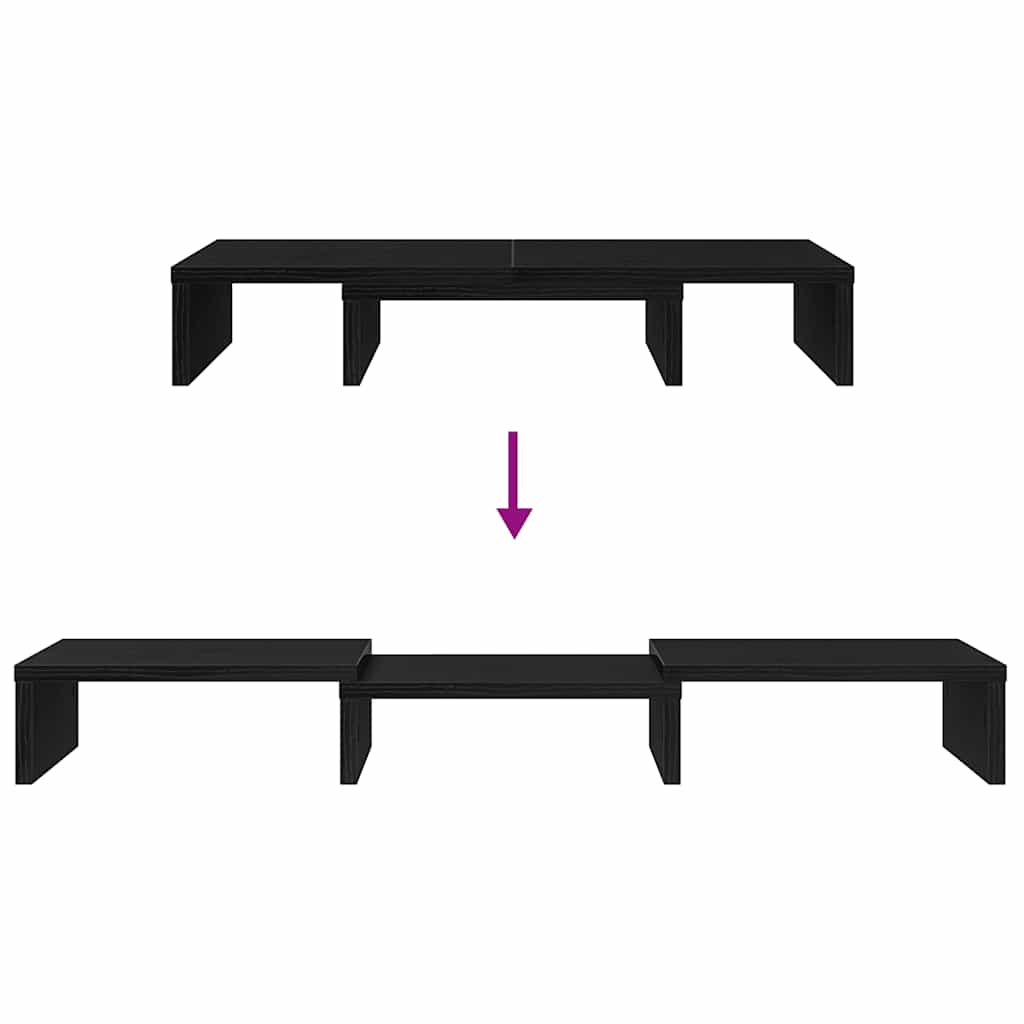 Skjermstativ Justerbar Svart Eik 60X24X10,5 Cm Konstruert Tre