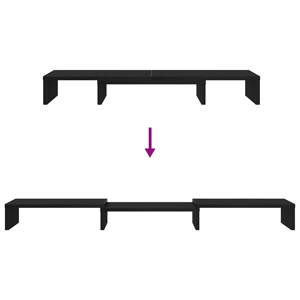 Skjermstativ Justerbar Svart Eik 80X24X10,5 Cm
