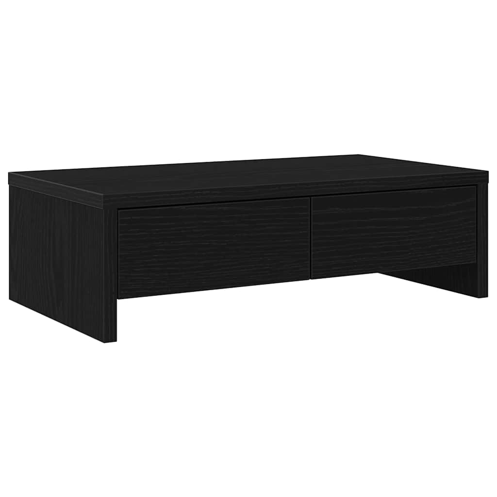 Skjermstativ Med Skuffer Svart Eik 50X27X15 Cm Konstruert Tre