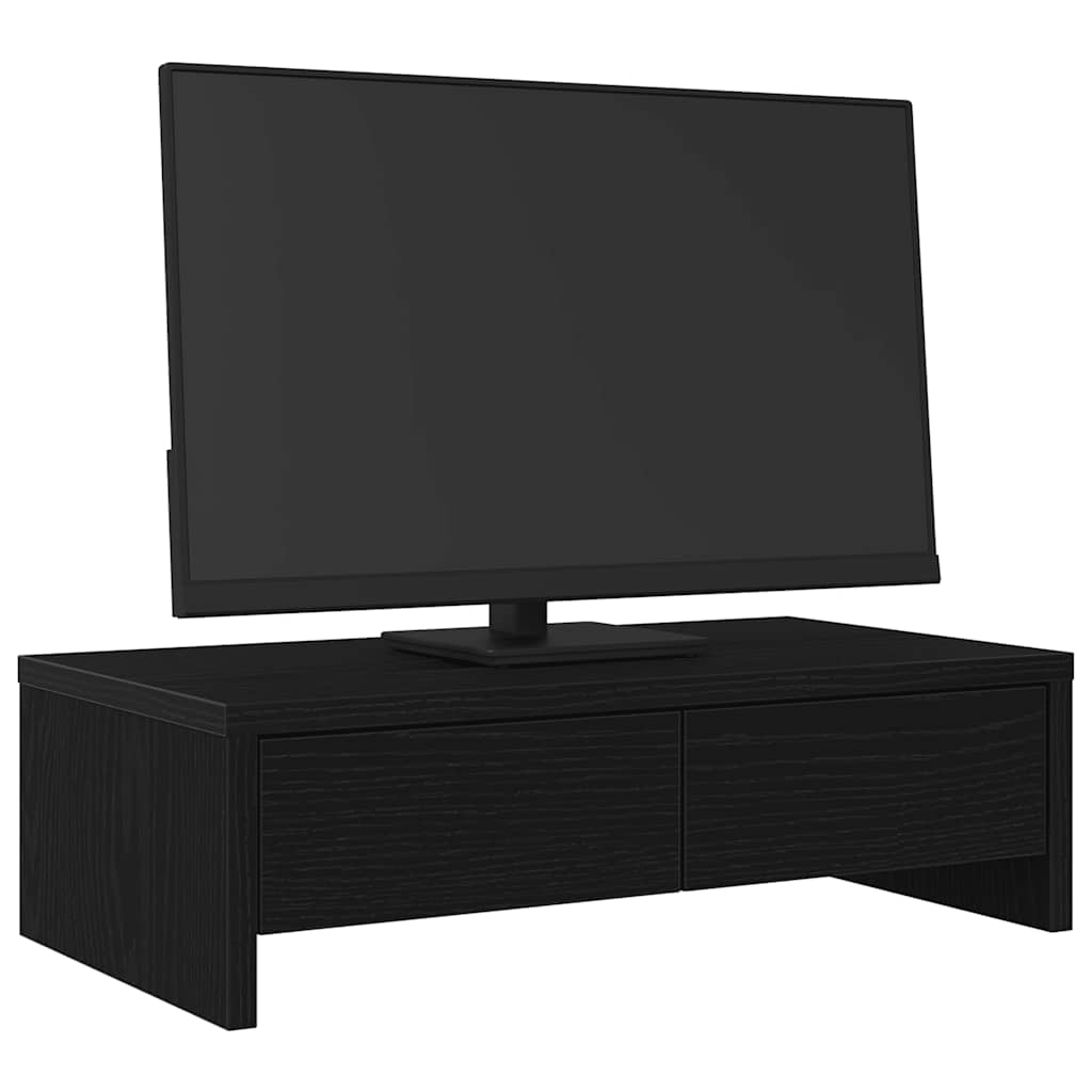 Skjermstativ Med Skuffer Svart Eik 50X27X15 Cm Konstruert Tre