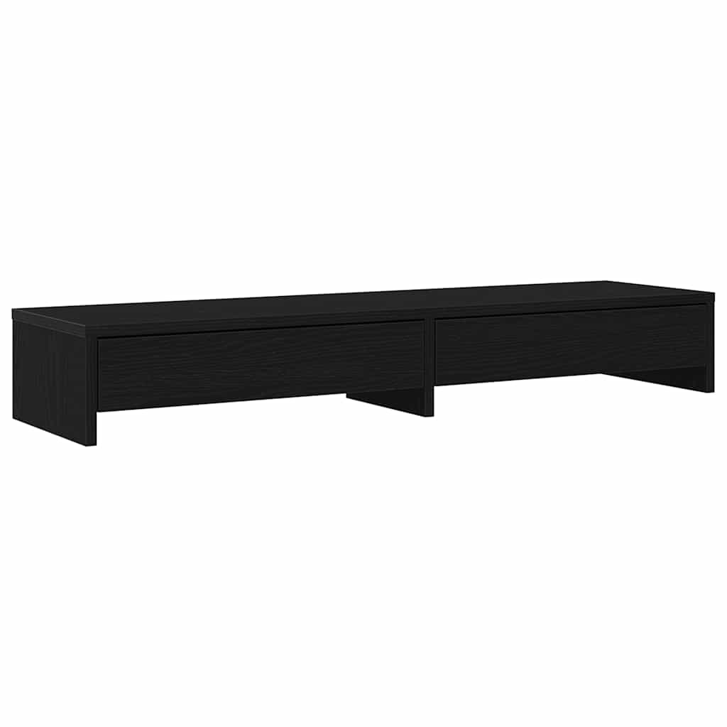 Skjermstativ Med Skuffer Svart Eik 100X27X15 Cm Konstruert Tre
