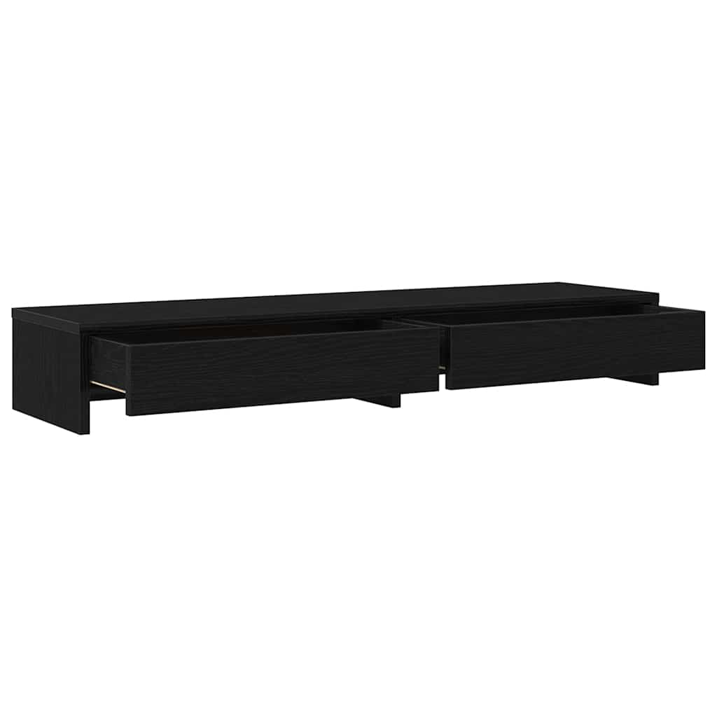 Skjermstativ Med Skuffer Svart Eik 100X27X15 Cm Konstruert Tre