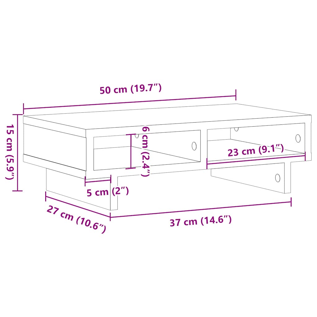 Skjermstativ Svart Eik 50X27X15 Cm Konstruert Tre