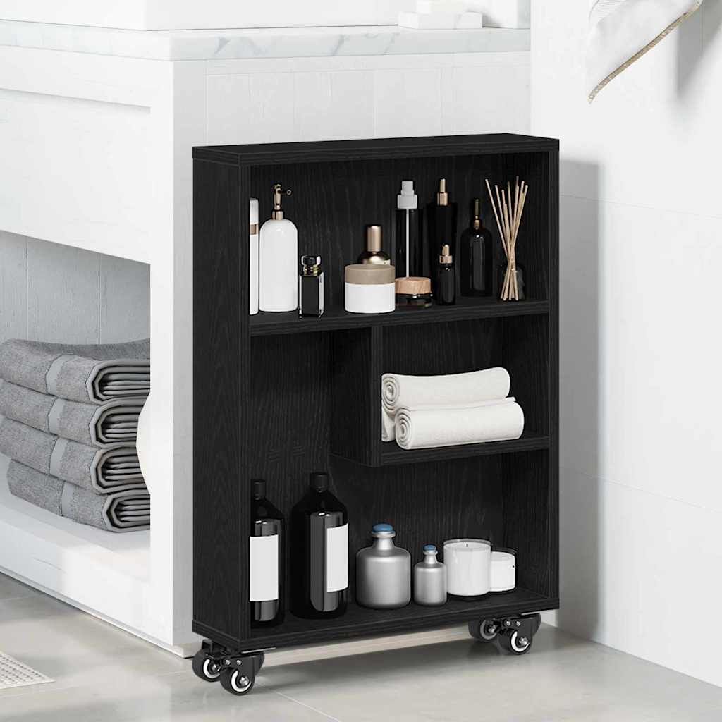 Smal Oppbevaringsvogn Svart Eik 48 X 13 X 68 Cm