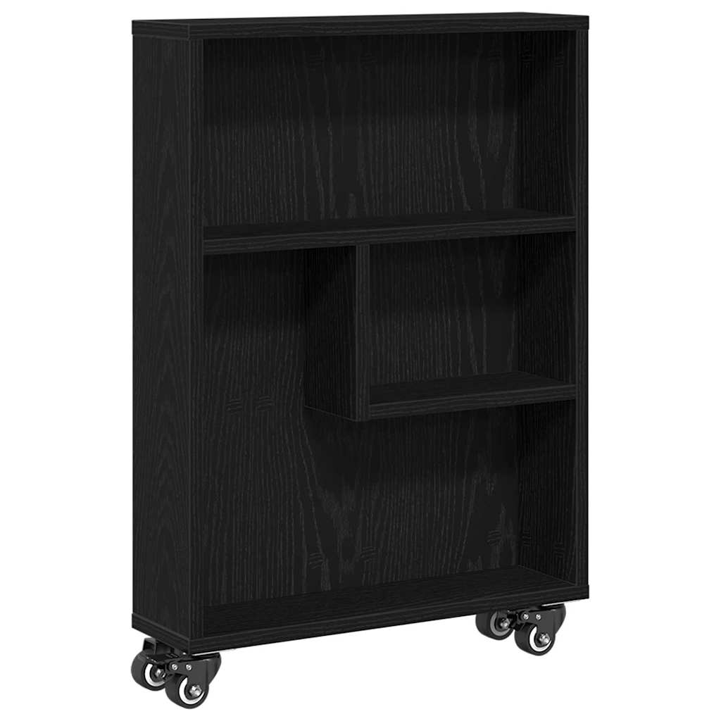 Smal Oppbevaringsvogn Svart Eik 48 X 13 X 68 Cm