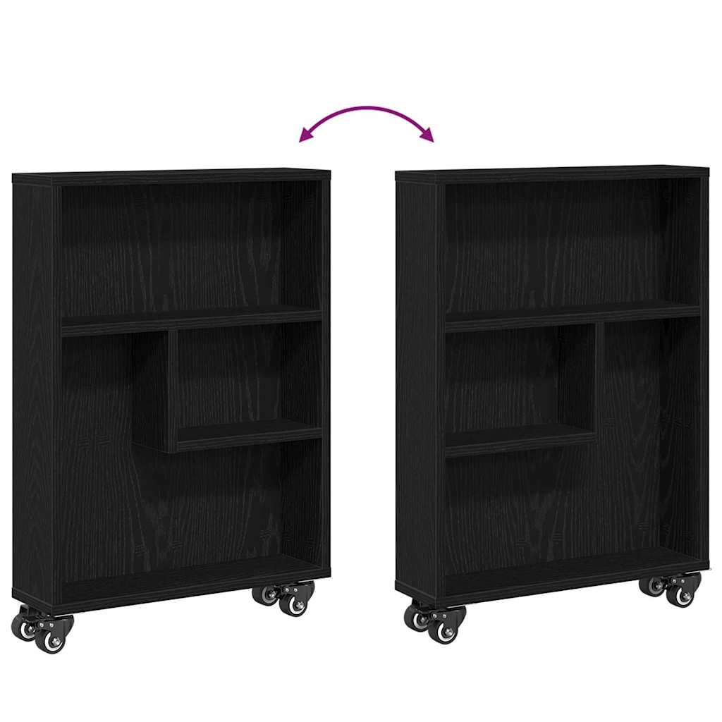 Smal Oppbevaringsvogn Svart Eik 48 X 13 X 68 Cm