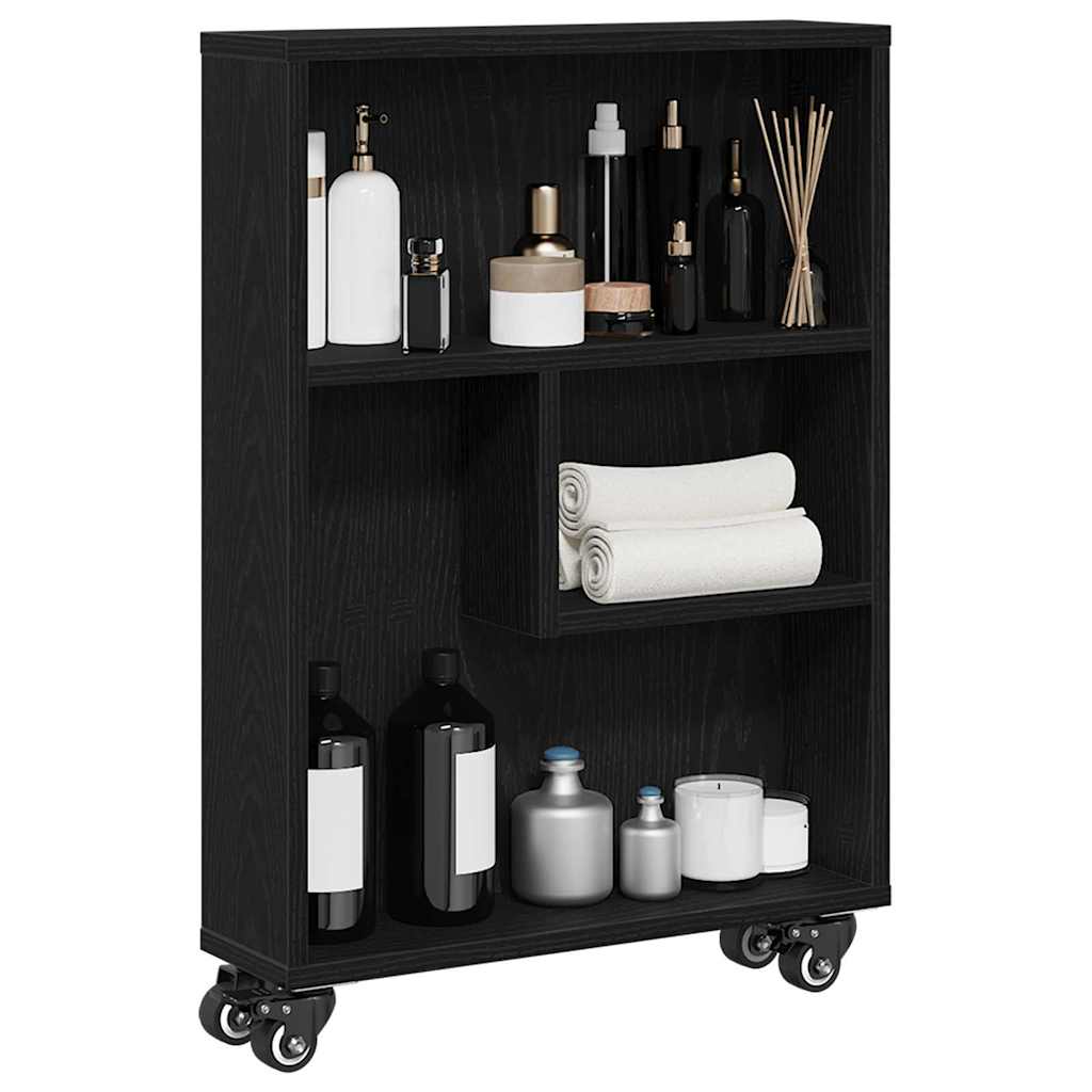 Smal Oppbevaringsvogn Svart Eik 48 X 13 X 68 Cm
