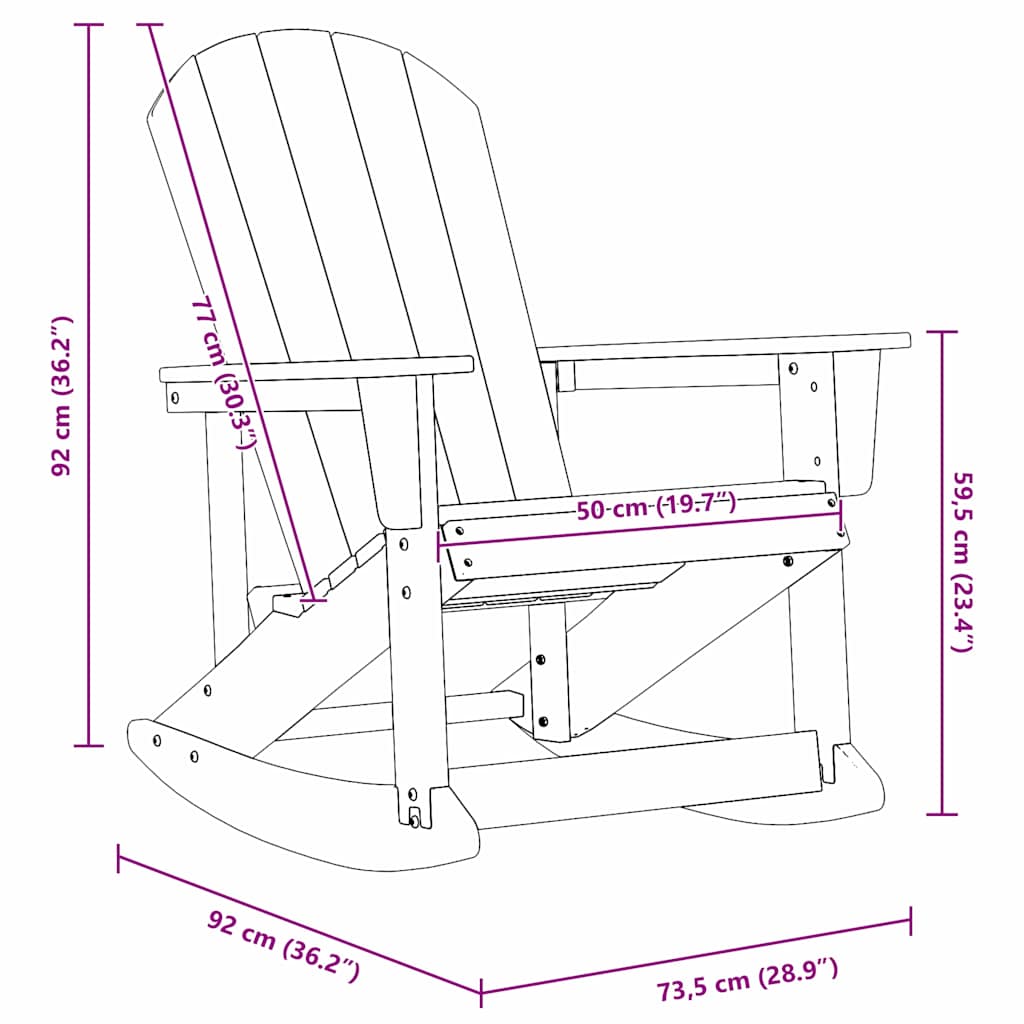 Adirondack Gyngestol Hvit 73.5 X 92 X 90Cm Hdpe