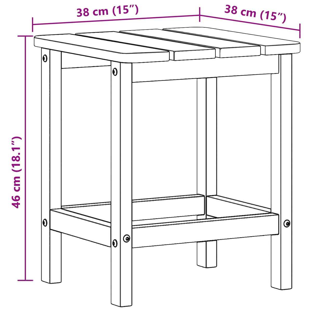 Sidetabell Hvit 38 X 38 X 46 Cm Polyethylen