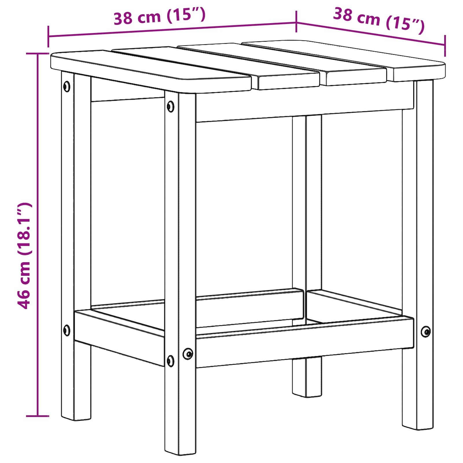 Sidetabell Hvit 38 X 38 X 46 Cm Polyethylen