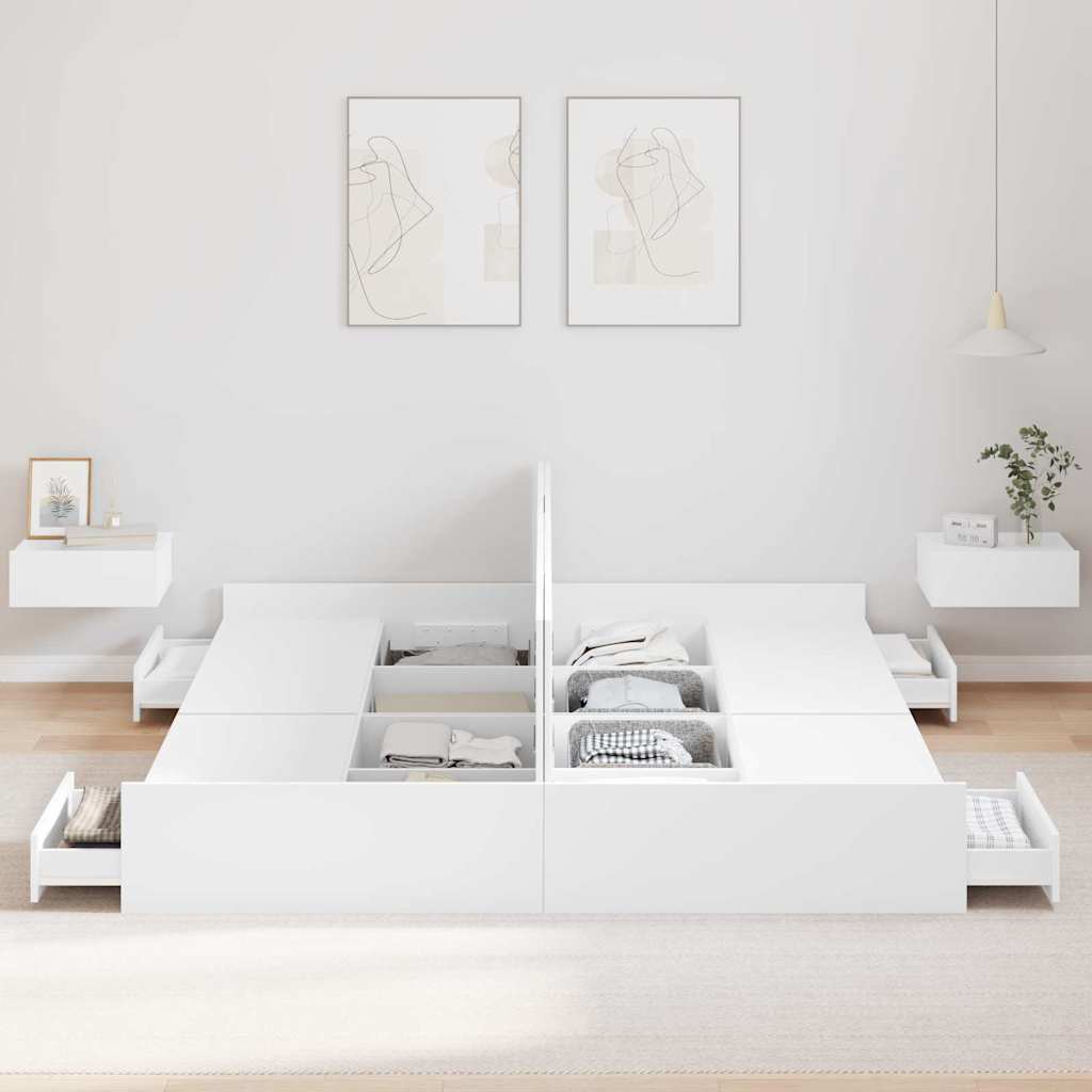 Seng Med Lagring Med Skuff Hvit 180 X 200 Cm Konstruert Tre