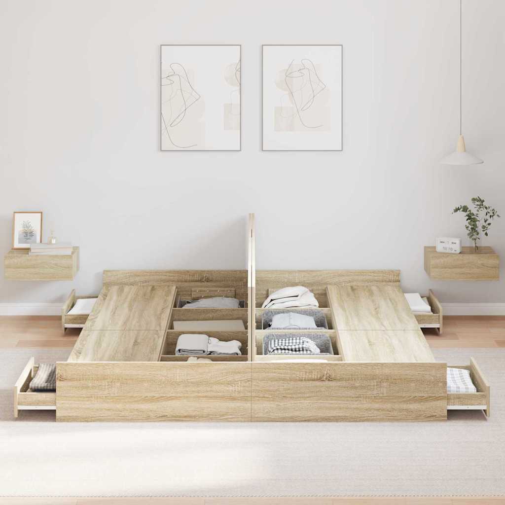 Seng Med Lagring Sonoma Eik 180 X 200 Cm Konstruert Tre