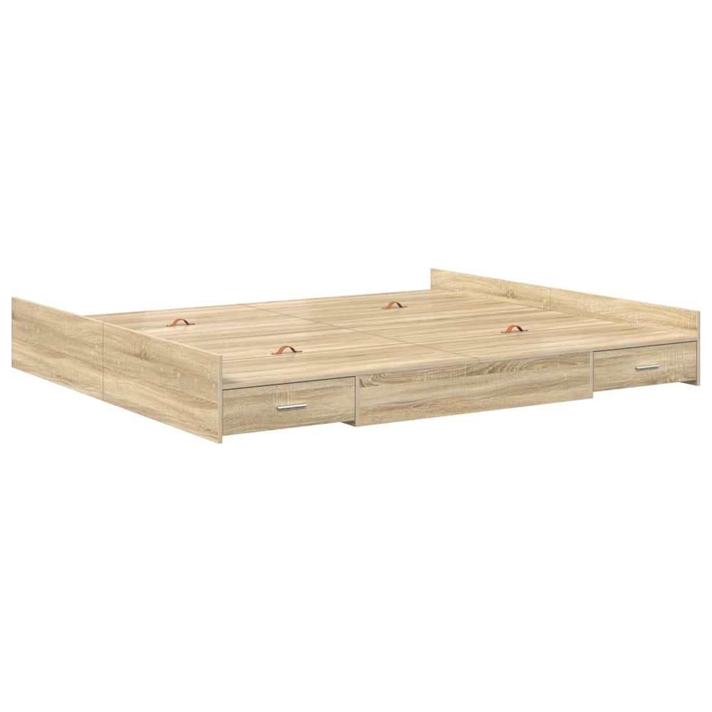 Seng Med Lagring Sonoma Eik 180 X 200 Cm Konstruert Tre