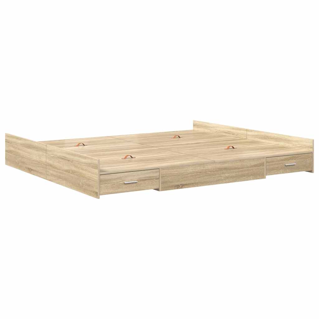Seng Med Lagring Sonoma Eik 180 X 200 Cm Konstruert Tre