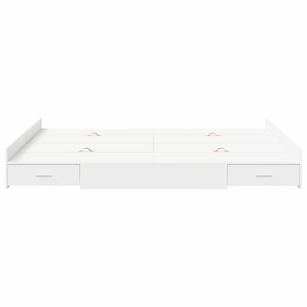Seng Med Lagring Med Skuff Hvit 150 X 200 Cm Konstruert Tre
