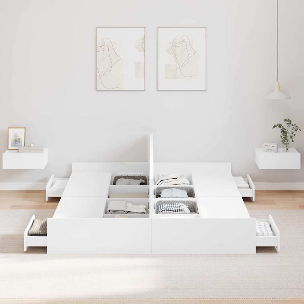 Seng Med Lagring Med Skuff Hvit 140 X 200 Cm Konstruert Tre