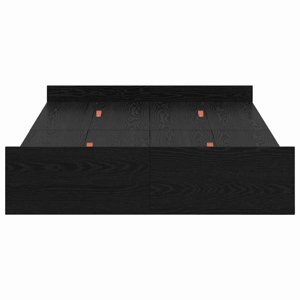Seng Med Lagring Svart Eik 120 X 200 Cm Konstruert Tre