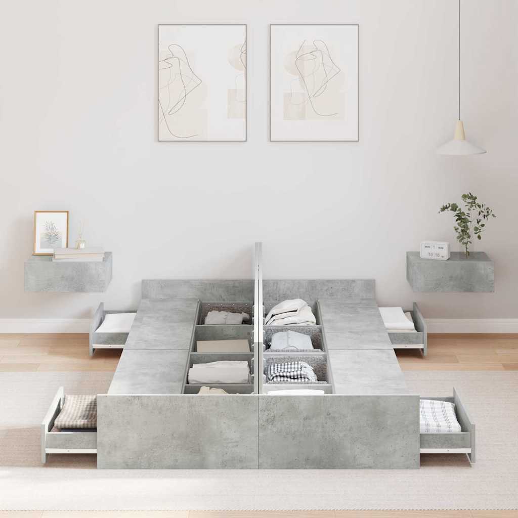 Seng Med Lagring Betonggrå 120 X 200 Cm Konstruert Tre