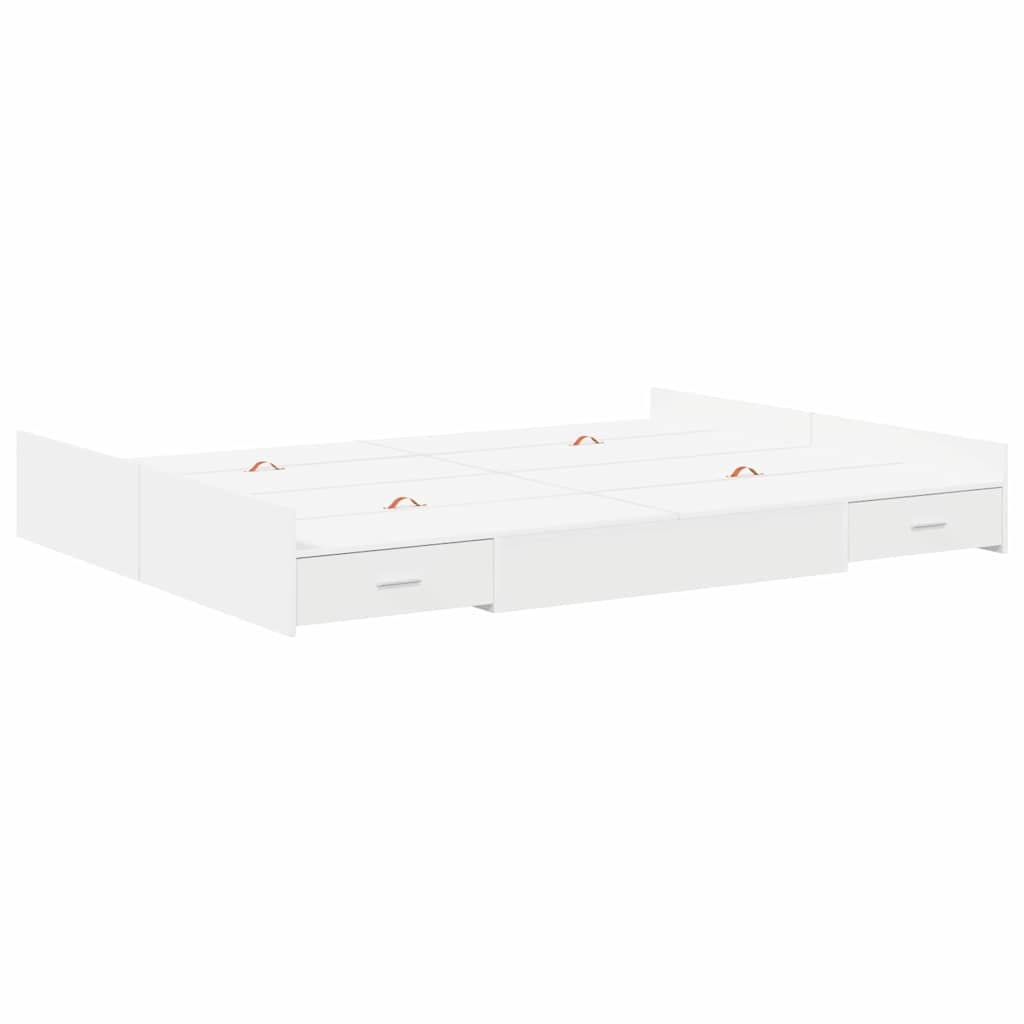 Seng Med Lagring Med Skuff Hvit 140 X 190 Cm Konstruert Tre