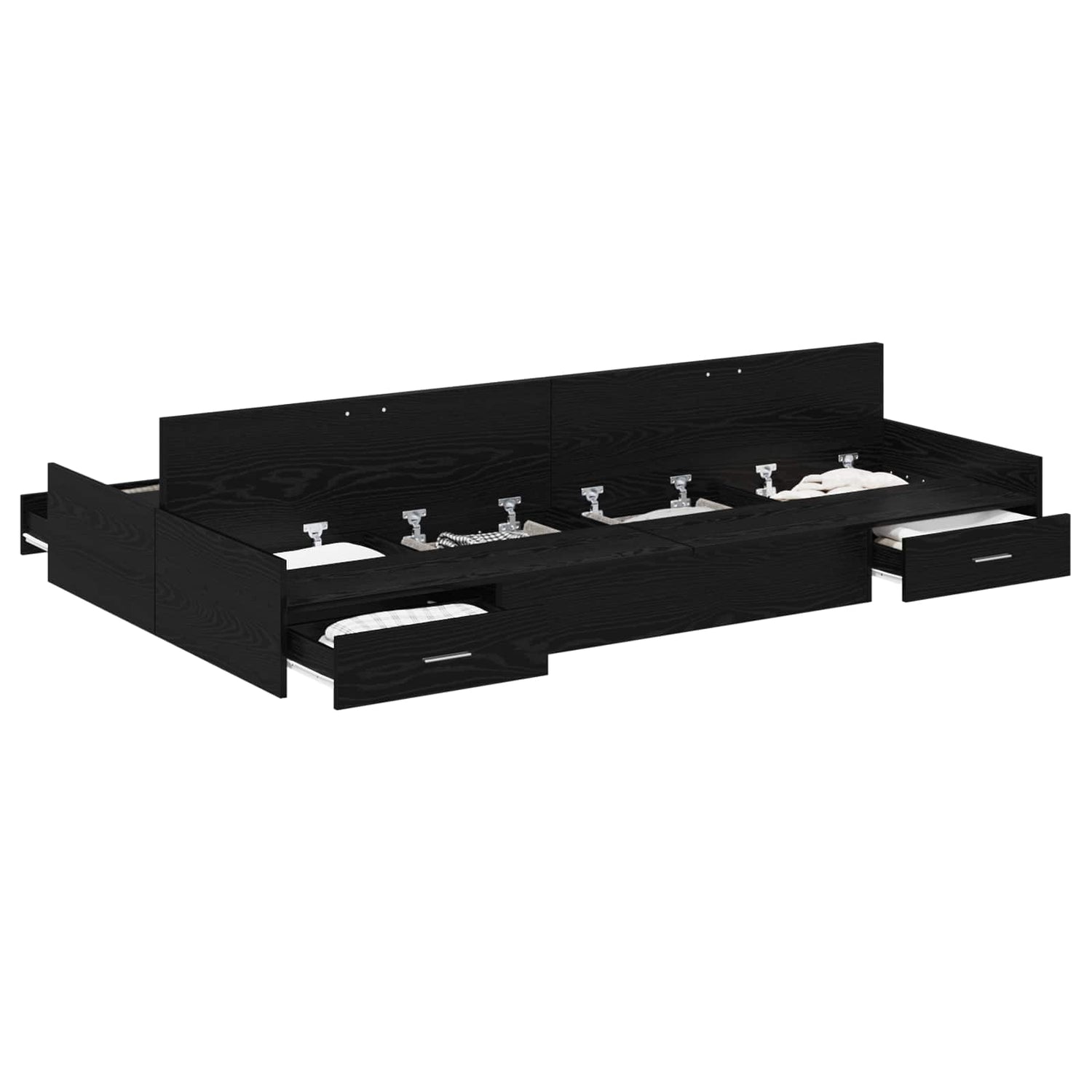 Seng Med Lagring Svart Eik 120 X 190 Cm Konstruert Tre