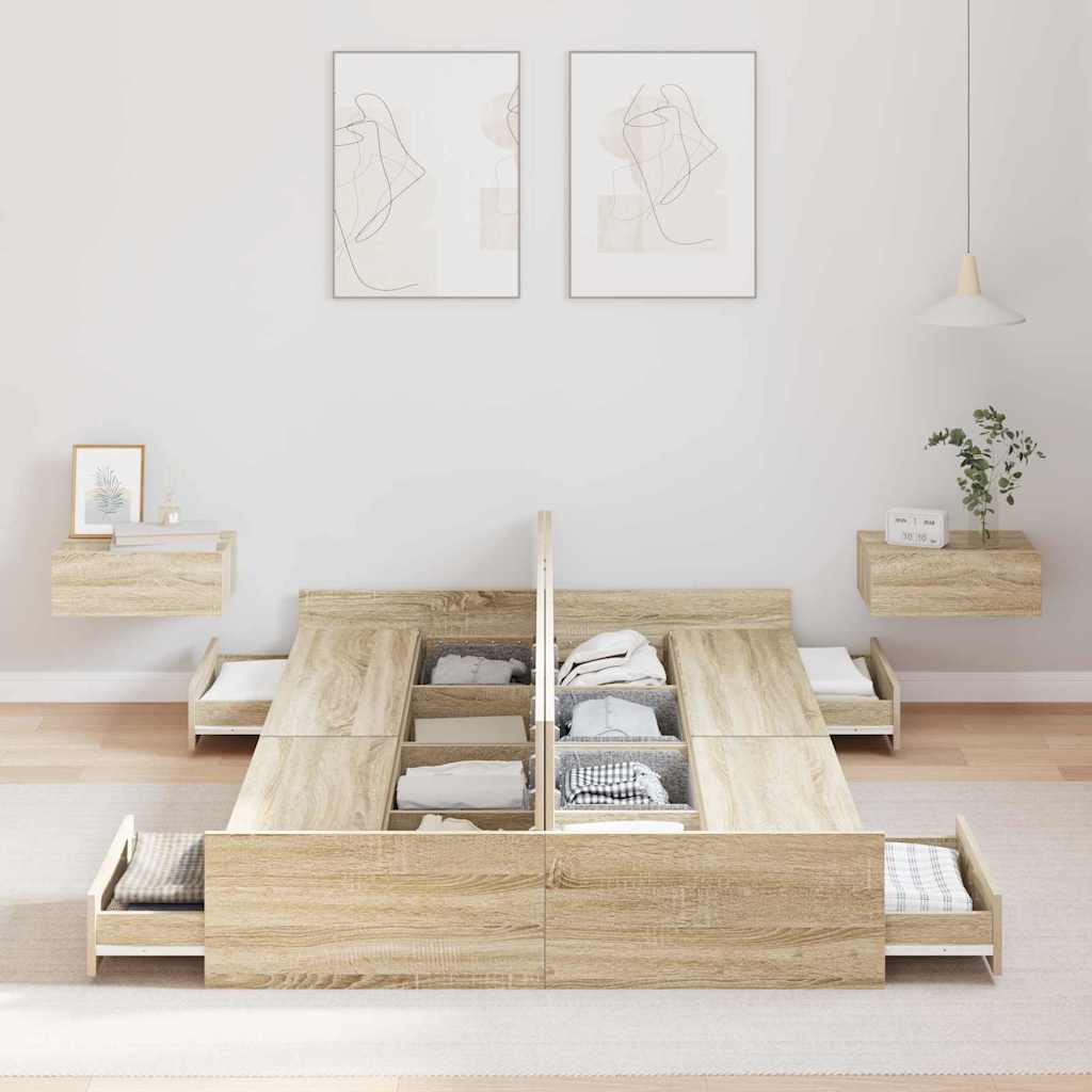 Seng Med Lagring Sonoma Eik 120 X 190 Cm Konstruert Tre