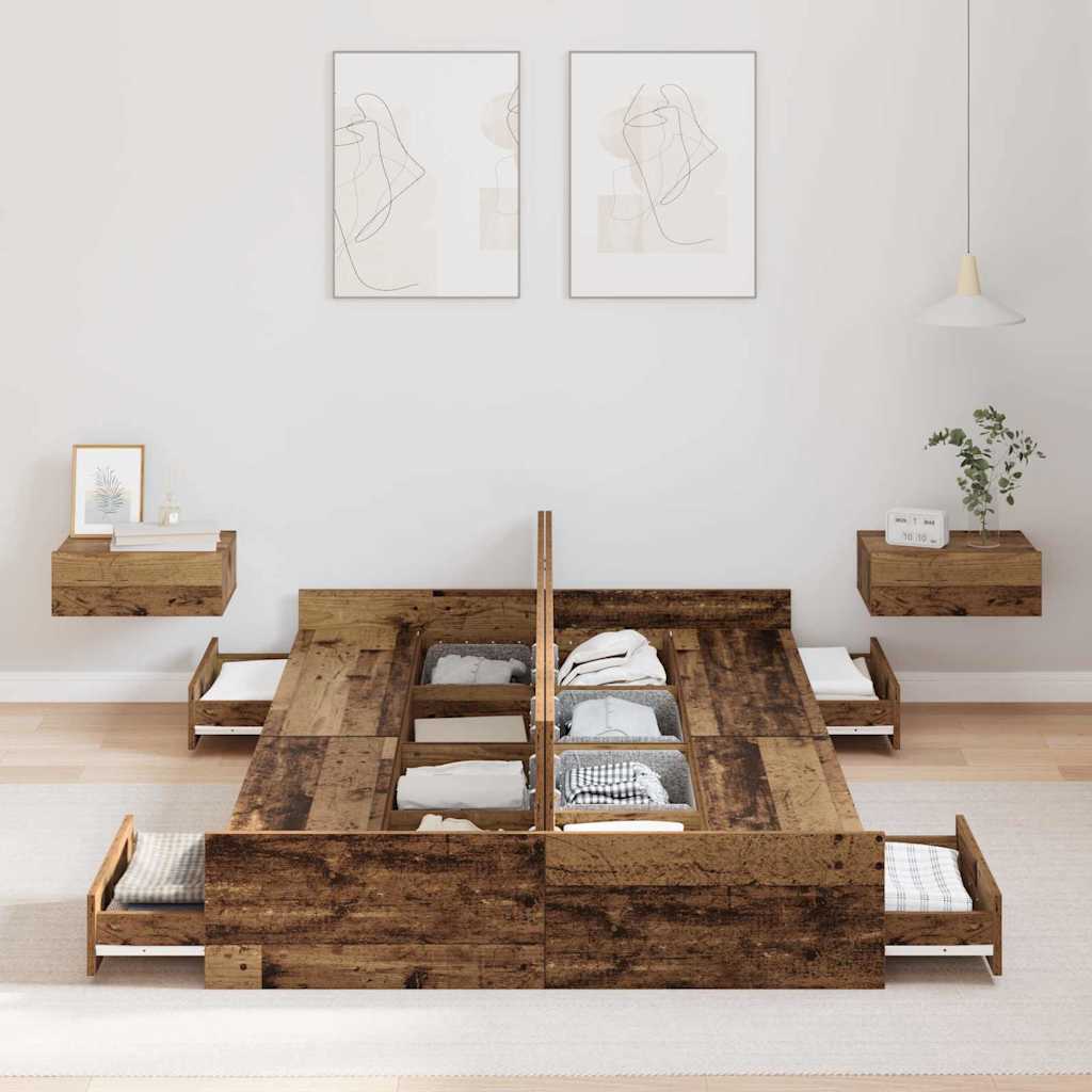 Seng Med Lagring Gamle Tre 120 X 190 Cm Konstruert Tre