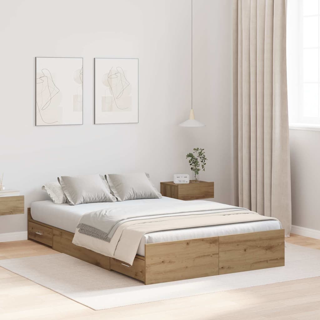 Seng Med Lagring Artisan Eik 120 X 190 Cm Konstruert Tre