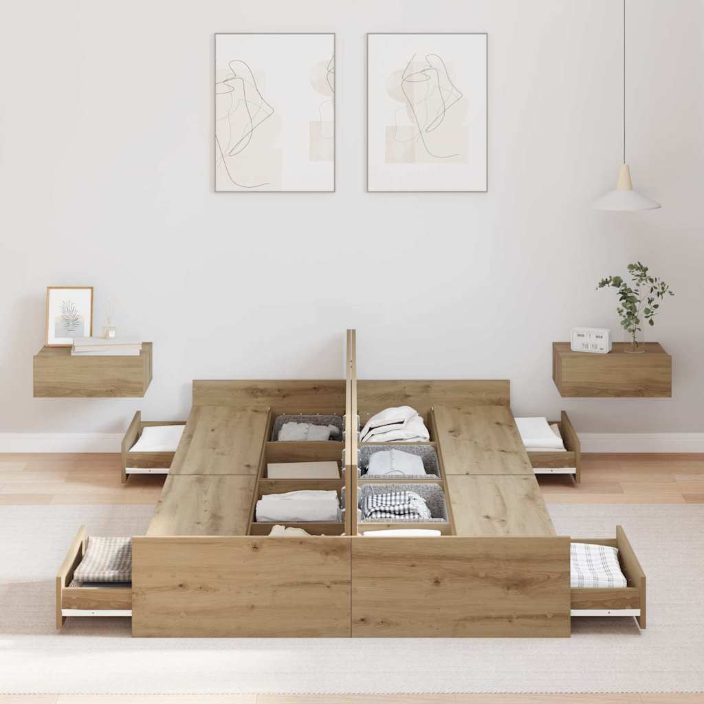 Seng Med Lagring Artisan Eik 120 X 190 Cm Konstruert Tre