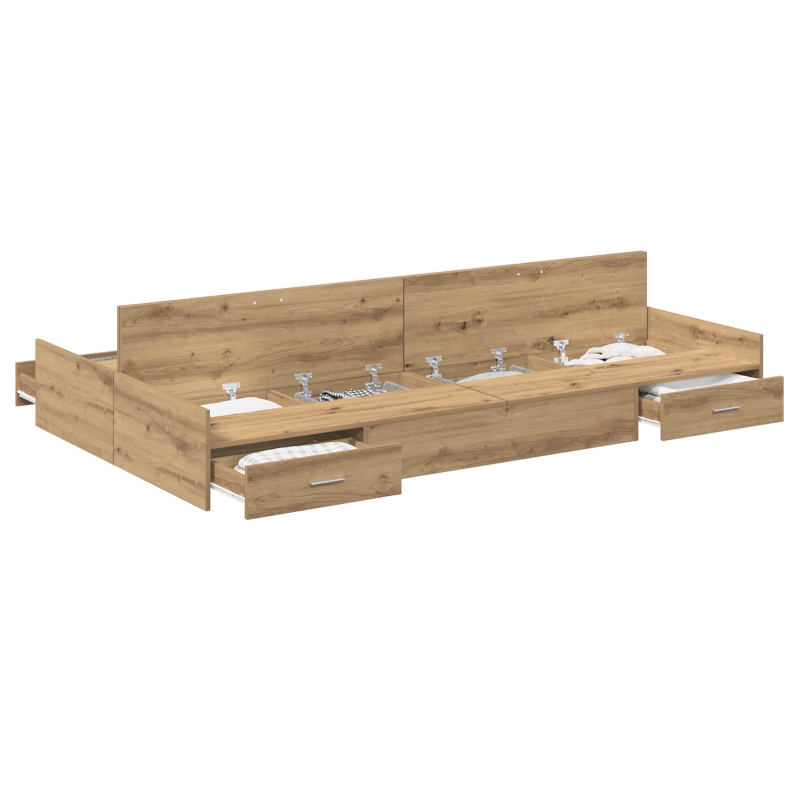 Seng Med Lagring Artisan Eik 120 X 190 Cm Konstruert Tre