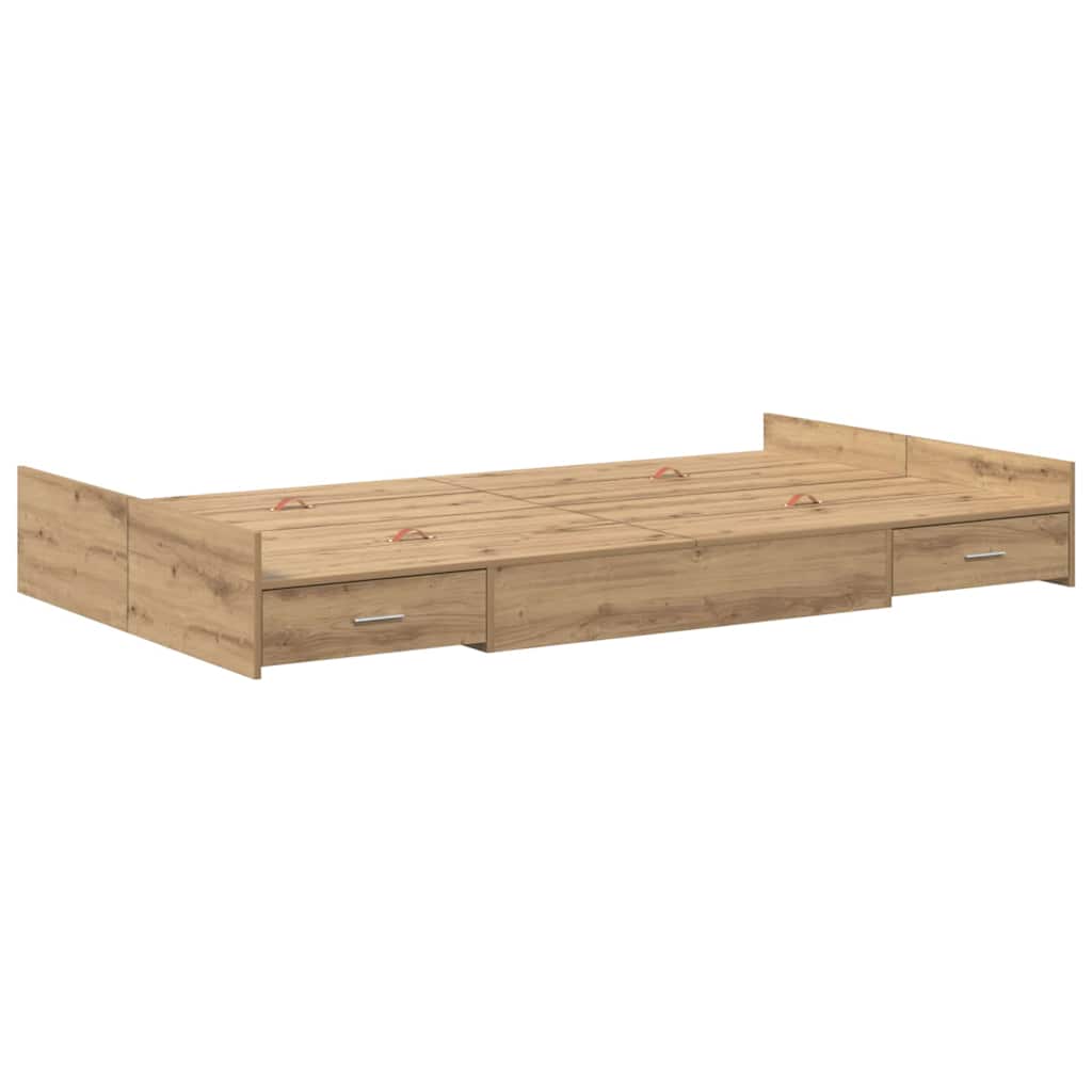 Seng Med Lagring Artisan Eik 120 X 190 Cm Konstruert Tre