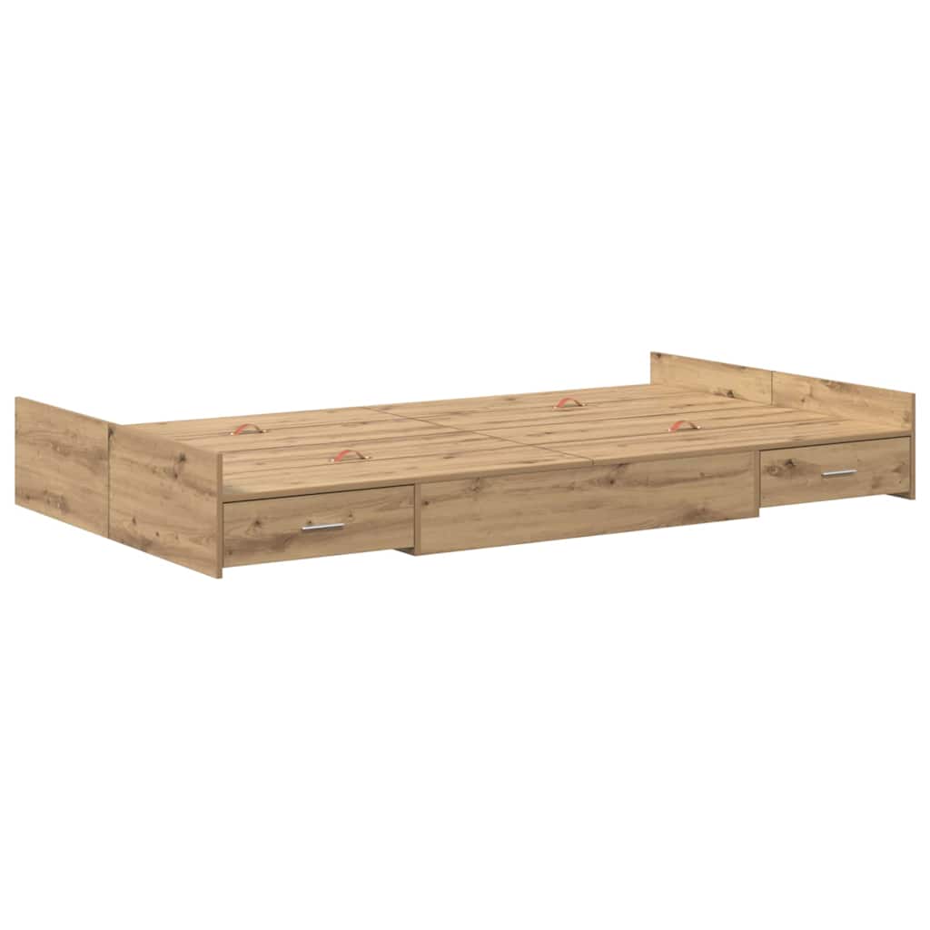 Seng Med Lagring Artisan Eik 120 X 190 Cm Konstruert Tre