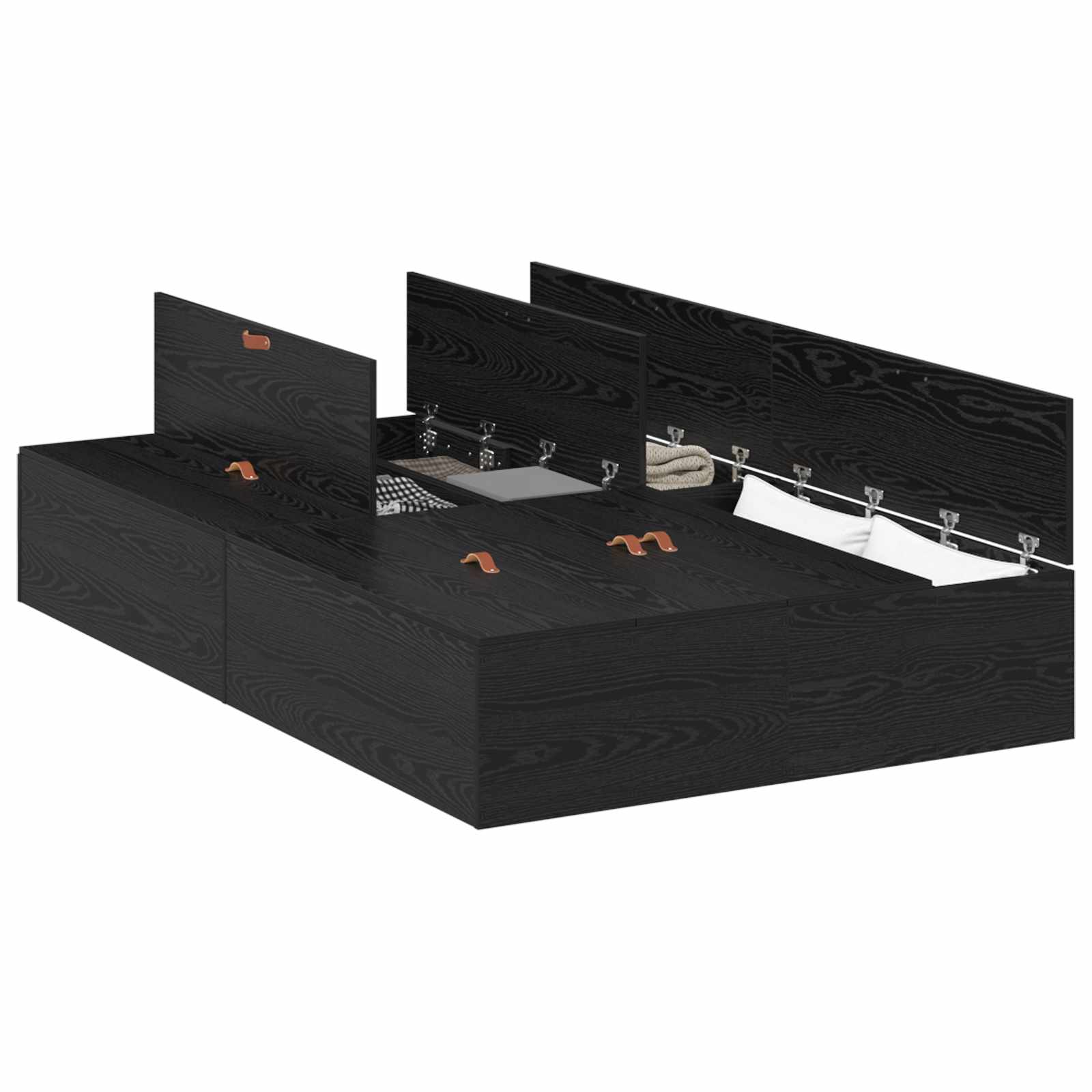 Seng Med Lagring Svart Eik 120 X 200 Cm Konstruert Tre