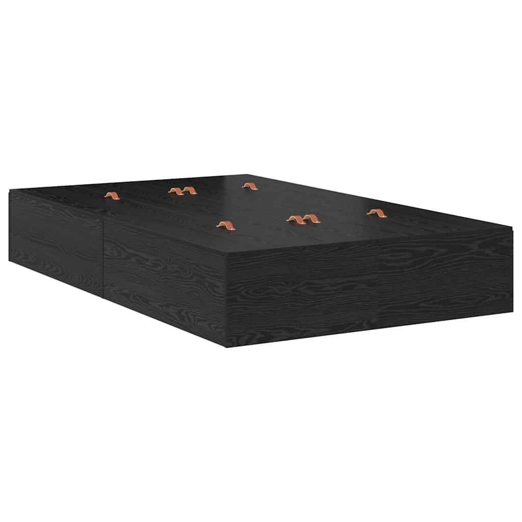 Seng Med Lagring Svart Eik 120 X 200 Cm Konstruert Tre