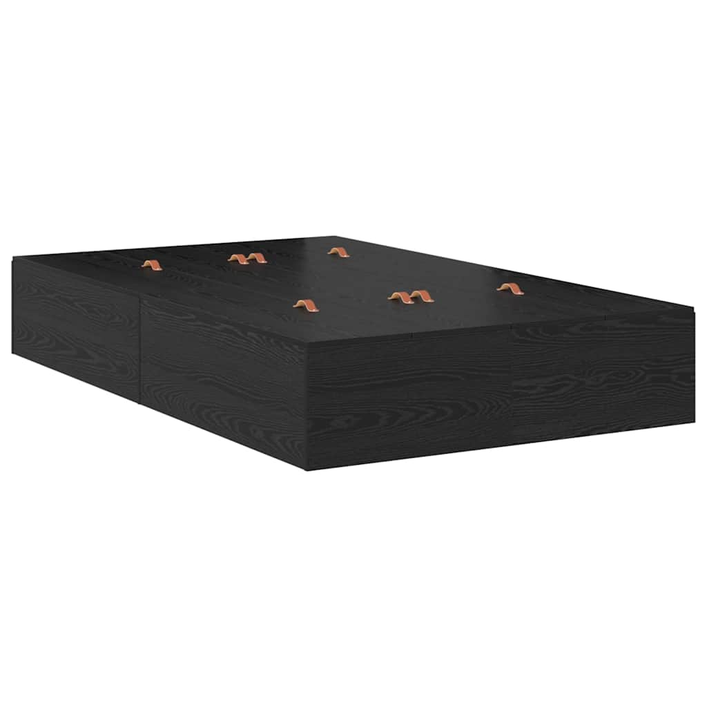 Seng Med Lagring Svart Eik 120 X 190 Cm Konstruert Tre