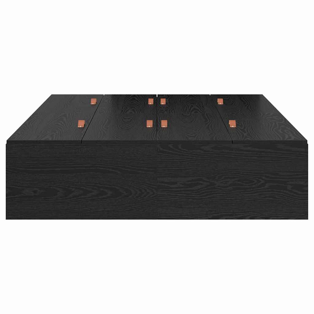 Seng Med Lagring Svart Eik 120 X 190 Cm Konstruert Tre