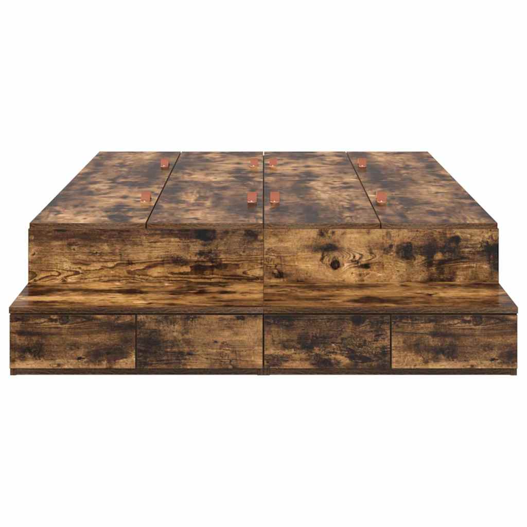 Seng Med Lagring Med Skuff Røkt Eik 120 Cm Konstruert Tre